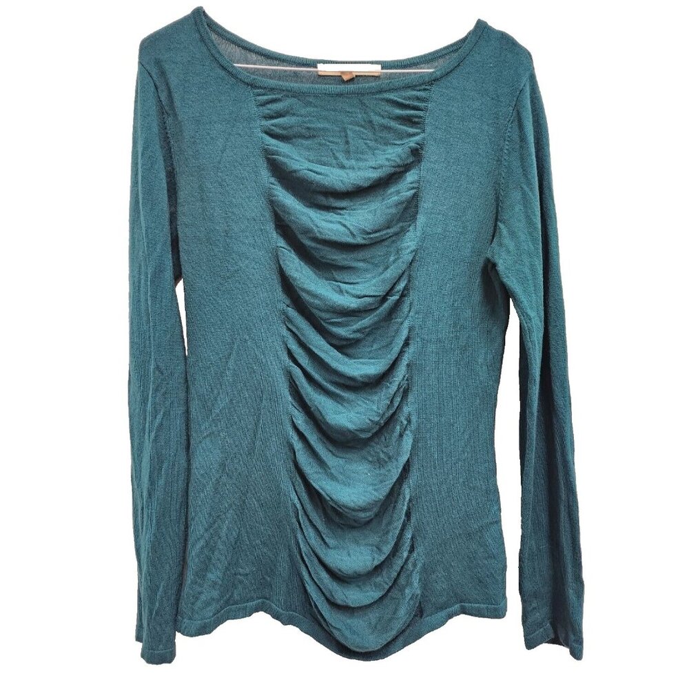 41 Hawthorn Stitch Fix Sweater Womens Medium‎ Teal Ruched Pullover Preppy Office